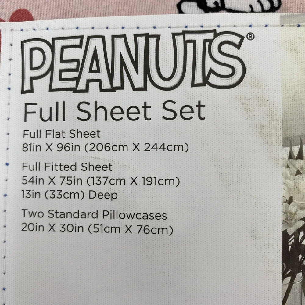Peanuts Snoopy Sheet Set FULL Pink Woodstock Hearts Love Valentines Berkshire